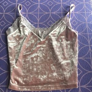 Pink Velvet Cropped Tank Top